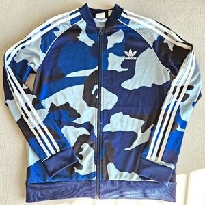 Adidas Blue Camouflage Youth Full-zip Tracksuit Jacket. Size Large (13-14Y)